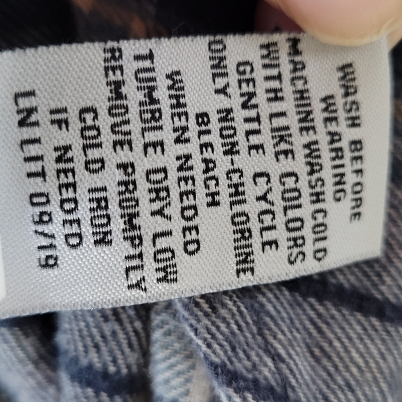 VANILLA STAR Blue Flannel Long Sleeve Button Down Hoodie Junior Women's XXL - Picture 10 of 15